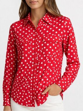 The Kooples Red and White Polka Dot Blouse